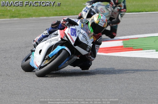 2009-05-09 Monza 0954 Supersport - Free Practice - Gianluca Vizziello - Honda CBR600RR
